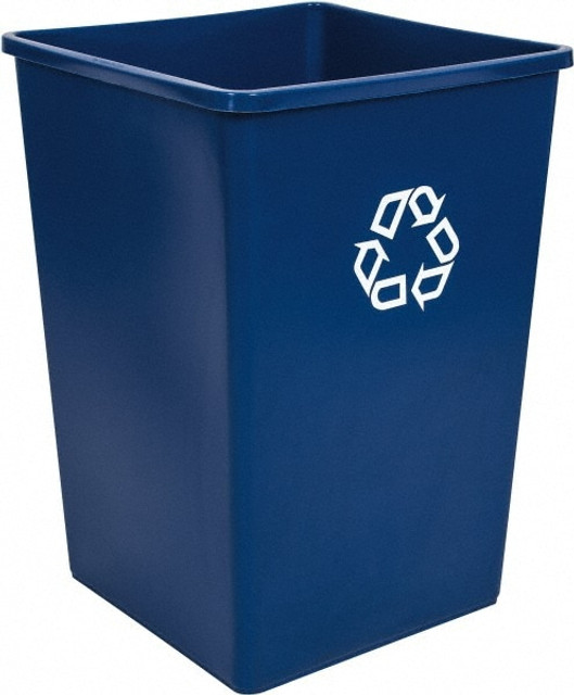 Rubbermaid FG395873BLUE Recycling Container: 35 gal, Square, Blue