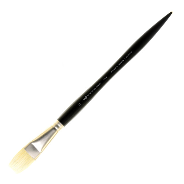 COLART FINE ART & GRAPHICS LTD. 5902012 Winsor & Newton Artists Oil Paint Brush, Size 12, Flat Bristle, Hog Hair, Black