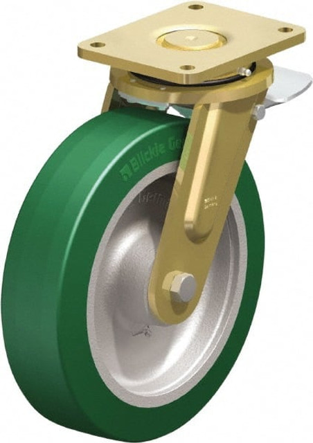 Blickle 755054 Swivel Top Plate Caster: Polyurethane-Elastomer Blickle Softhane, 12" Wheel Dia, 3-9/64" Wheel Width, 3,960 lb Capacity, 13-31/32" OAH