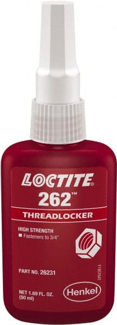 Loctite 135374 Threadlocker: Red, Liquid, 50 mL, Bottle