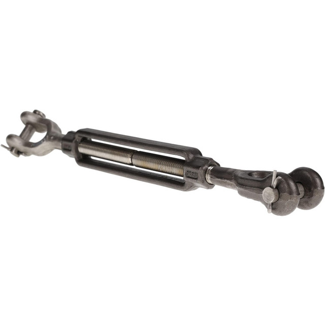 MSC SS11128 3,500 Lb Load Limit, 5/8" Thread Diam, 6" Take Up, Stainless Steel Jaw & Jaw Turnbuckle