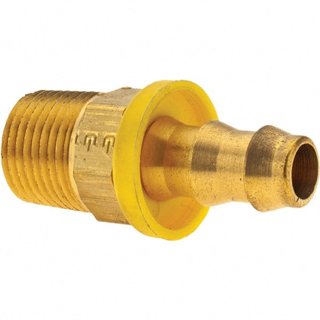 Parker 30182-6-6B Barbed Push-On Hose Male Connector: 3/8-18 Male NPTF, Brass, 3/8" Barb