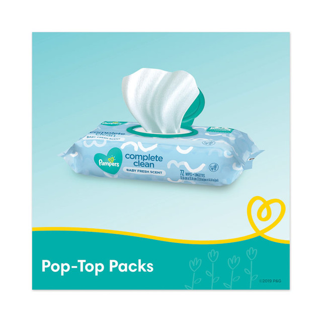 PROCTER & GAMBLE Pampers® 75536 Complete Clean Baby Wipes, 1-Ply, Baby Fresh, 7 x 6.8, White, 72 Wipes/Pack, 8 Packs/Carton