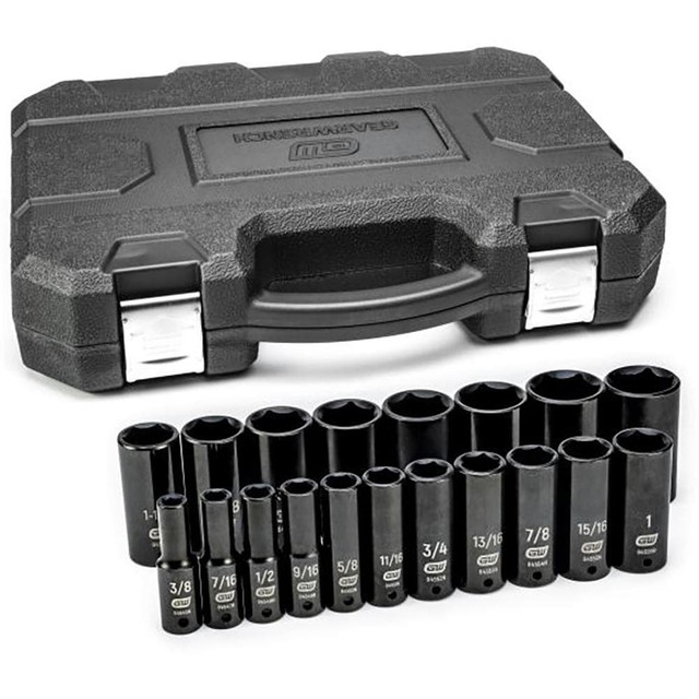 GEARWRENCH 84934N Deep Impact Socket Set: 19 Pc, 3/8 to 1-1/2" Socket