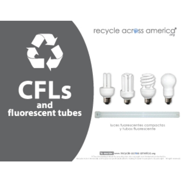 PACKAGING DYNAMICS CFL-8511 Recycle Across America CFL Standardized Recycling Labels, CFL-8511, 8 1/2in x 11in, Charcoal