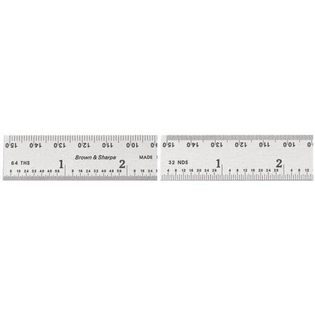 TESA Brown & Sharpe 599-313-1221 Steel Rule: 12" OAL, English & Metric Graduation, Rigid, 1" OAW