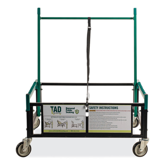 NATIONAL PUBLIC SEATING NPS® TAD Table Assist Dolly, 1,000 lb Capacity, 38 x 30 x 44.5, Black/Green