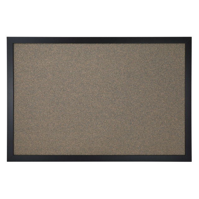 Ensure papers, flyers, memos and to-do lists are hung and easy to see with this Office Depot Brand Cork Bulletin Board. The cork provides the strength needed to hold your items when they are attached with pushpins. The sleek frame delivers a professional, organized appearance to your space.  Sturdy and strong cork bulletin board material. Provides a reliable hold on pushpins and tacks, so you can hang up important flyers, photos and documents.  Comes with mounting hardware.  MDF frame boasts a black finish for a sleek appearance.  Cork bulletin board measures 18in x 24in.  Forest Stewardship Council (FSC) certified - all the wood or paper in the product comes from reclaimed (re-used) material.