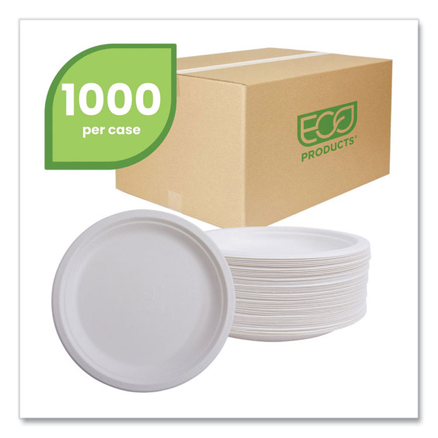 ECO-PRODUCTS,INC. EPP016CT Renewable Molded Fiber Plates, 6" dia, Natural White, 1,000/Carton