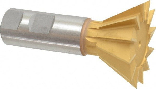 MSC DT225012-60-TIN Dovetail Cutter: 60 °, 2-1/4" Cut Dia, 1-1/16" Cut Width, High Speed Steel
