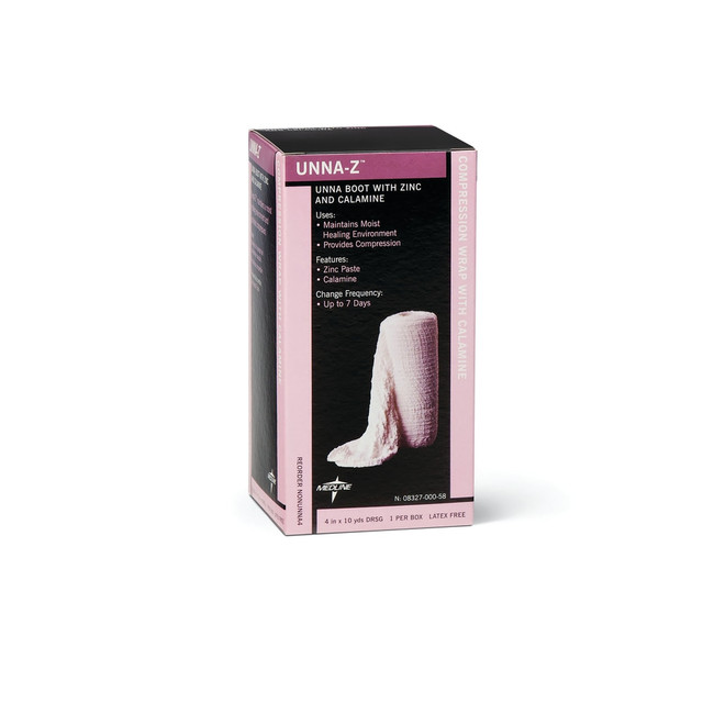 MEDLINE INDUSTRIES, INC. NONUNNA4 Medline Unna-Z Unna Boot Bandages, With Calamine, 4in x 10 Yd., White, Case Of 12 MEDLINE INDUSTRIES, INC. NONUNNA4 Medline Unna-Z Unna Boot Bandages, With Calamine, 4in x 10 Yd., White, Case Of 12