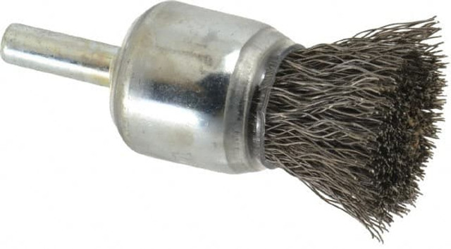 Weiler 90298 End Brushes: 3/4" Dia, Steel, Crimped Wire