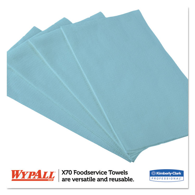 KIMBERLY-CLARK PROFESSIONAL WypAll® 05927 X70 Foodservice Towels, 1/4 Fold, 12.5 x 23.5, Unscented, Blue, 300/Carton