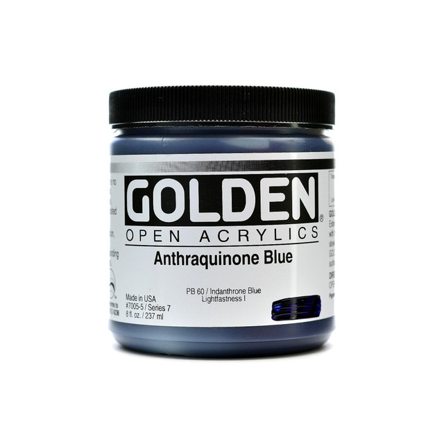 GOLDEN ARTIST COLORS, INC. Golden 7005-5  OPEN Acrylic Paint, 8 Oz Jar, Anthraquinone Blue