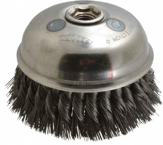 Osborn 0003301500 Cup Brush: 6" Dia, 0.02" Wire Dia, Steel, Knotted