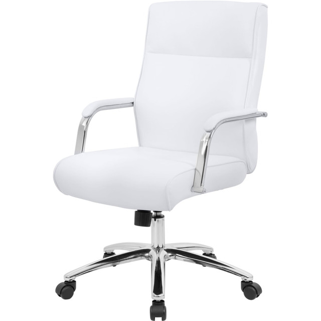 NORSTAR OFFICE PRODUCTS INC. B696C-WT Boss Office Products Modern Executive Conference Ergonomic Chair, Caressoft Vinyl, White/Chrome