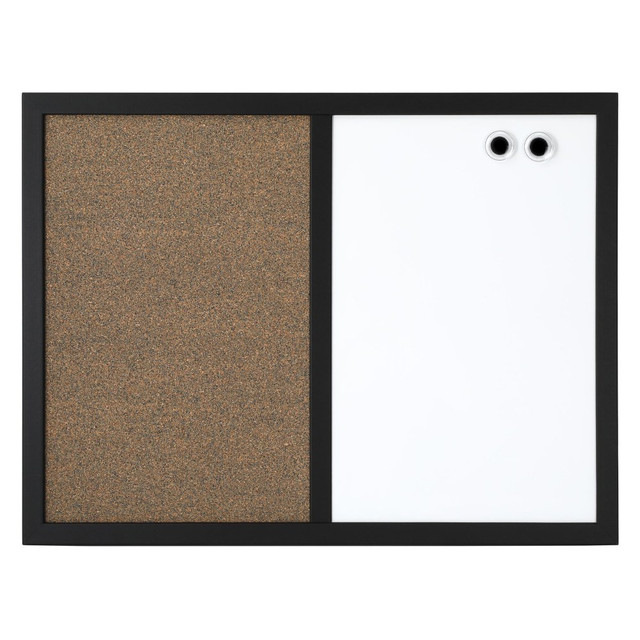 OFFICE DEPOT KK0346 Realspace Magnetic Dry-Erase Whiteboard/Cork Bulletin Board, 18in x 24in, Black Frame