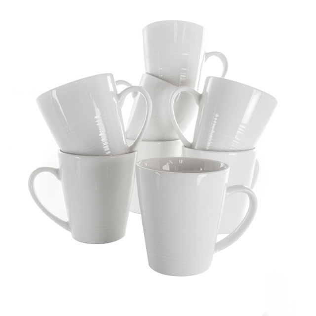 MEGAGOODS, INC. Elama 995114706M  Amie 8-Piece Porcelain Mug Set, 12 Oz, White