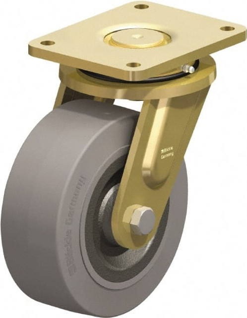 Blickle 446526 Swivel Top Plate Caster: Solid Rubber, 8" Wheel Dia, 3-9/64" Wheel Width, 1,870 lb Capacity, 10-1/32" OAH