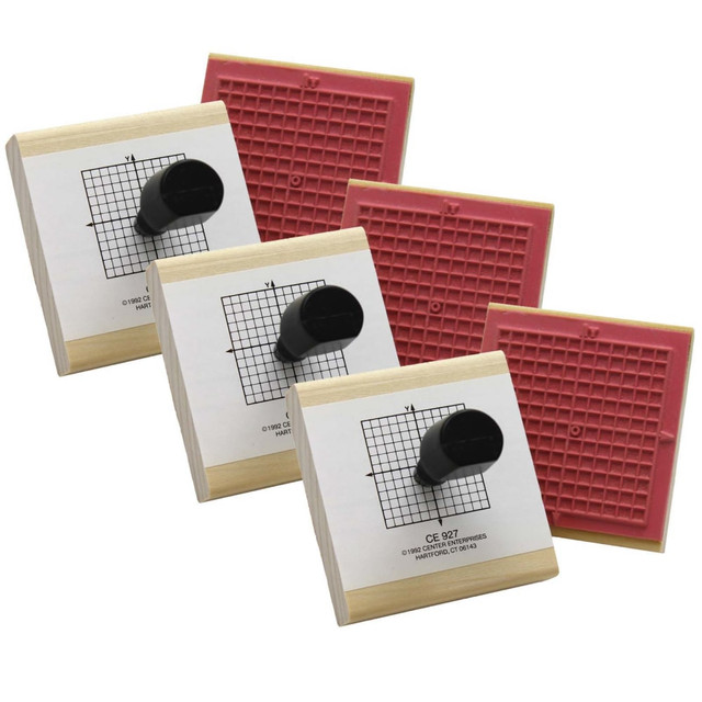 EDUCATORS RESOURCE Ready 2 Learn CE-927-3  Wood X-Y Axis Stamps, 3-1/4in x 2-3/4in x 2-15/16in, Multicolor, Pack Of 3 Stamps