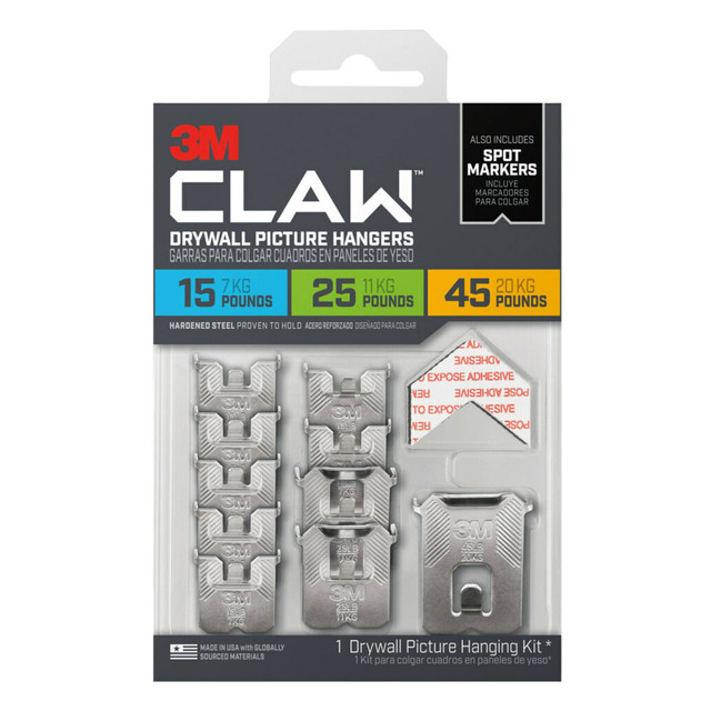 3M CO 3PHKITM-10ES 3M CLAW Drywall Picture Hangers, 15 Lb, Pack Of 10 Hangers 3M CO 3PHKITM-10ES 3M CLAW Drywall Picture Hangers, 15 Lb, Pack Of 10 Hangers