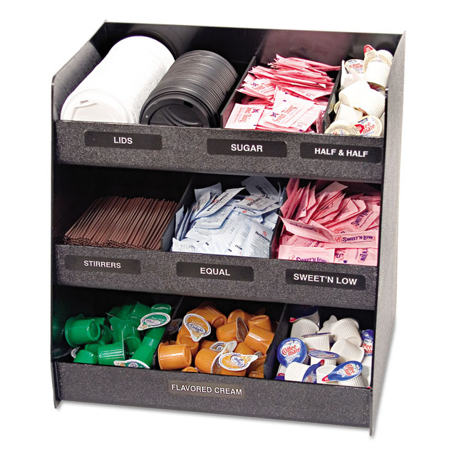 ADVANTUS CORPORATION Vertiflex® Commercial Grade VFC1515 Vertical Condiment Organizer, 9 Compartments, 14.5 x 11.75 x 15, Black