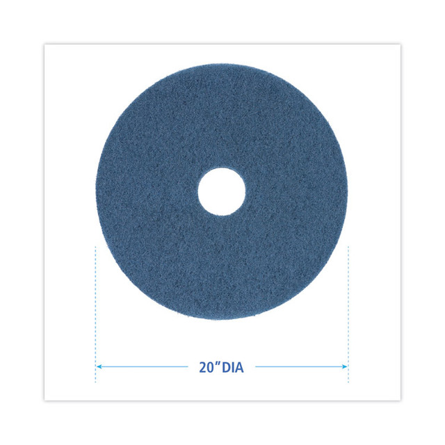 BOARDWALK 4020BLU Scrubbing Floor Pads, 20" Diameter, Blue, 5/Carton