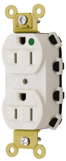 Hubbell Wiring Device-Kellems SNAP8200OW Straight Blade Duplex Receptacle: NEMA 5-15R, 15 Amps, Self-Grounding