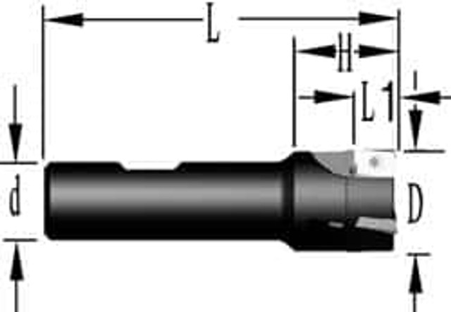 Cutting Tool Technologies ZEM-210C 1/2" Cut Diam, 0.38" Max Depth, 5/8" Shank Diam, Weldon Shank, 3-1/4" OAL Indexable Square-Shoulder End Mill