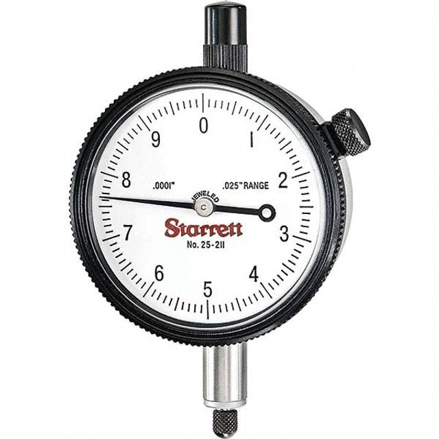 Starrett 53255 Dial Drop Indicator: 0 to 0.025" Range, 0-10 Dial Reading, 0.0001" Graduation, 2-1/4" Dial Dia