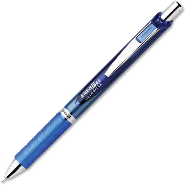 PENTEL OF AMERICA, LTD. Pentel BLN77C  EnerGel RTX Liquid Gel Pen, Medium Point, 0.7 mm, Blue, Silver Barrel, Blue Ink