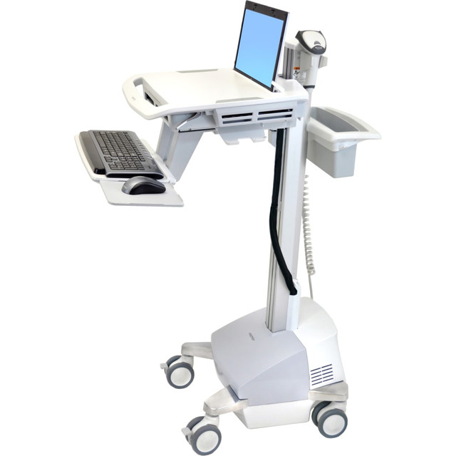 ERGOTRON SV42-6101-1  StyleView EMR Laptop Cart, SLA Powered - 18 lb Capacity - 4 Casters - Zinc Plated Steel, Plastic, Aluminum - 18.3in Width x 50.5in Height - Gray, White, Polished Aluminum
