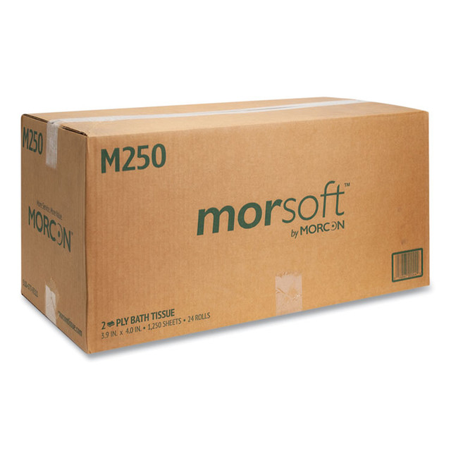 MORCON Tissue M250 Small Core Bath Tissue, Septic Safe, 2-Ply, White, 1,250 Sheets/Roll, 24 Rolls/Carton
