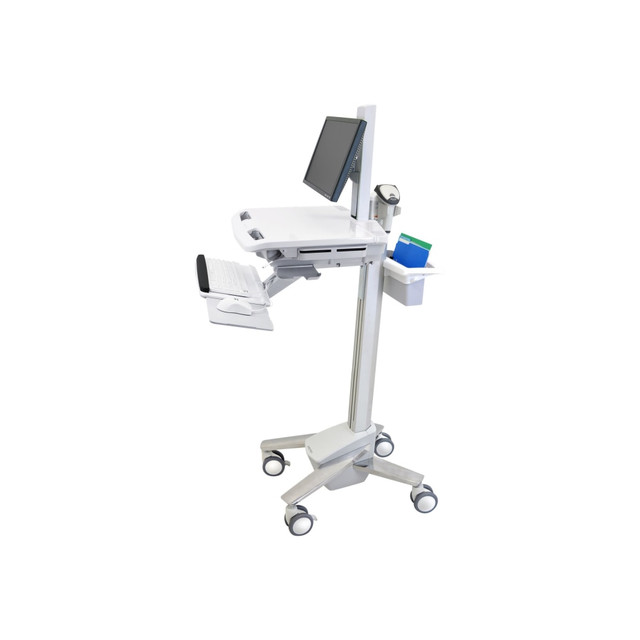 ERGOTRON SV41-6300-0  StyleView Cart with LCD Pivot - 35 lb Capacity - 4 Casters - Aluminum, Plastic, Zinc Plated Steel - 18.3in Width x 50.5in Height - White, Gray, Polished Aluminum24in Screen Supported