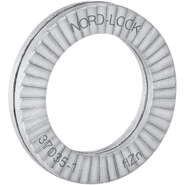 Nord-Lock 90072 Wedge Lock Washer: 1.008" OD, 0.678" ID, Steel, Grade 2, Zinc-Plated