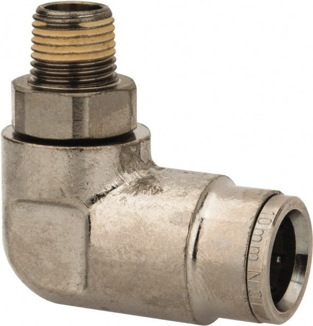 Norgren 101471018 Push-To-Connect Tube to Male & Tube to Male BSPT Tube Fitting: 90 ° Swivel Elbow Adapter, 1/8" Thread