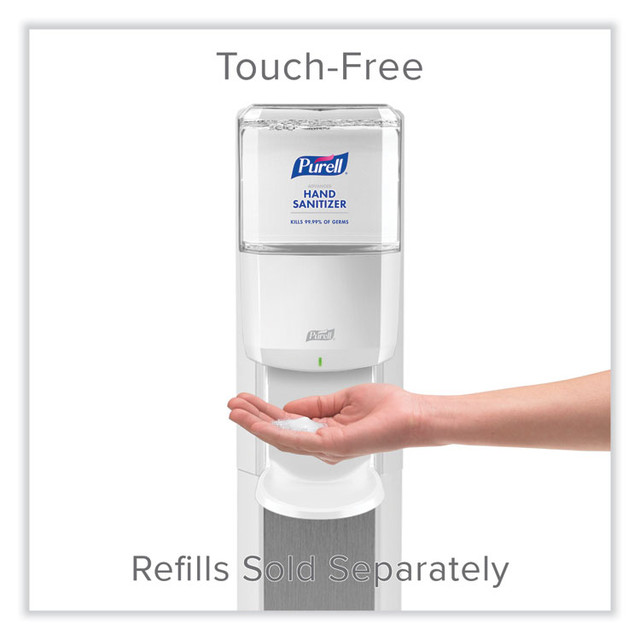 GO-JO INDUSTRIES PURELL® 7306DSSLV MESSENGER ES6 Floor Stand with Dispenser, 1,200 mL, 13.16 x 16.63 x 51.57, Silver/White
