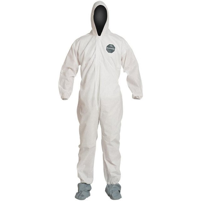 Dupont PB122SWH4X00250 Disposable Coveralls: Size 4X-Large, Film Laminate, Zipper Closure