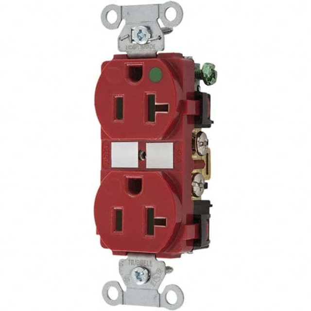 Bryant Electric 8300HBRED Straight Blade Duplex Receptacle: NEMA 5-15R, 20 Amps, Grounded