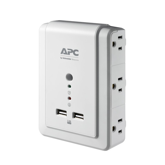 AMERICAN POWER CONVERSION CORP P6WU2 APC SurgeArrest 6-Outlet 2-USB Wall-Mounted Surge Protector, White, P6WU2