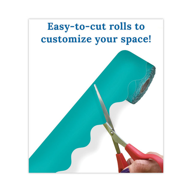 CARSON-DELLOSA EDUCATION 108471 Rolled Borders, Scalloped Border, Back to School, 2.25" x 65 ft, Teal