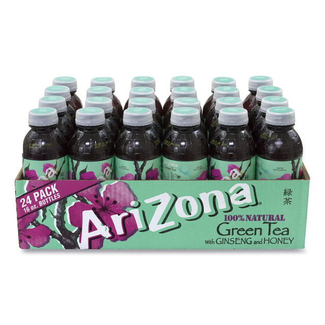 ARIZONA 90000086 Green Tea with Ginseng and Honey, 16 oz Bottles, 24/Carton