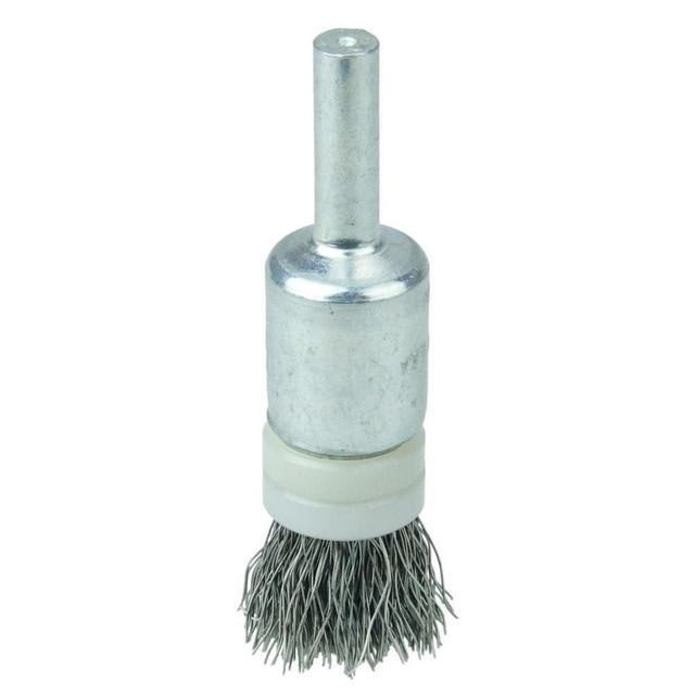 Weiler 11110 End Brushes: 1/2" Dia, Stainless Steel, Crimped Wire