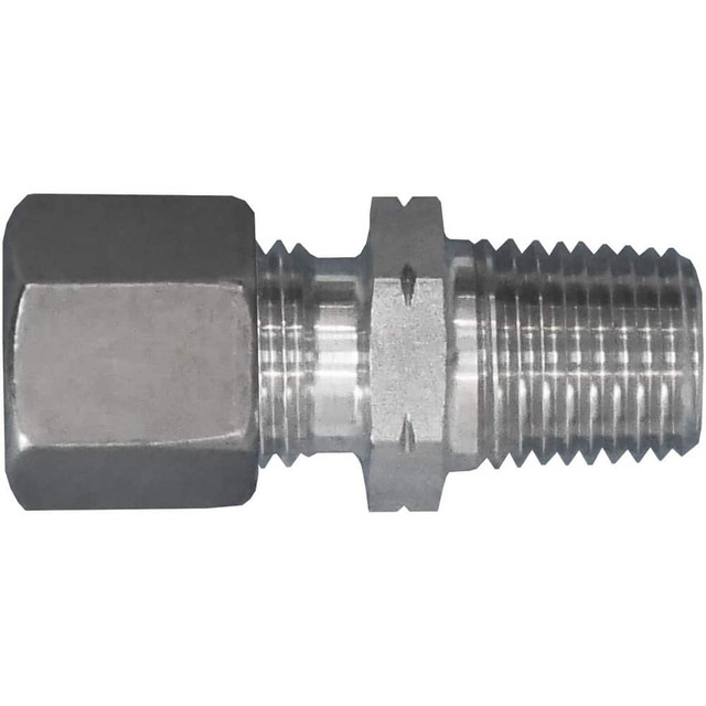 Brennan D2404-L42-24-SS Metal Compression Tube Fittings; Fitting Type: Straight ; Material: Stainless Steel ; End Connections: Tube OD ; Thread Size (mm): M52x2 ; Thread Standard: NPT ; Tube Inside Diameter: 42.000