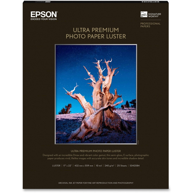 EPSON AMERICA INC. Epson S042084  Ultra Premium Photo Paper, 17in x 22in, Ream Of 25 Sheets