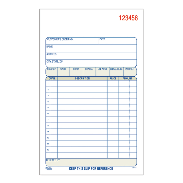 TOPS BUSINESS FORMS DC4705 Adams Carbonless 2-Part Sales Book, 4 3/16in x 7 3/16in, Pack Of 50 Sets