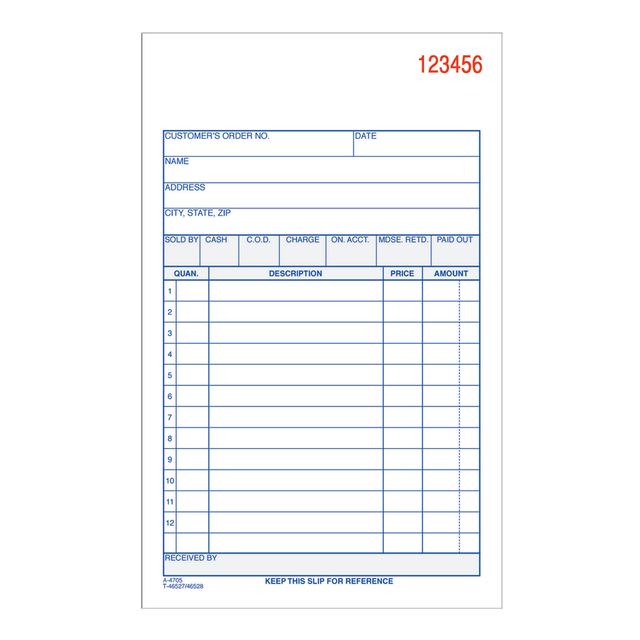 TOPS BUSINESS FORMS TC4705 Adams Carbonless 3-Part Sales Book, 4 3/16in x 7 3/16in, Pack Of 50 Sets