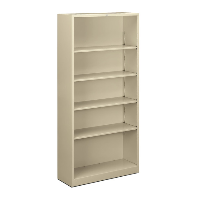 HNI CORPORATION HON S72ABC-L  Brigade Steel Modular Shelving Bookcase, 5 Shelves, 72inH x 34-1/2inW x 12-5/8inD, Putty