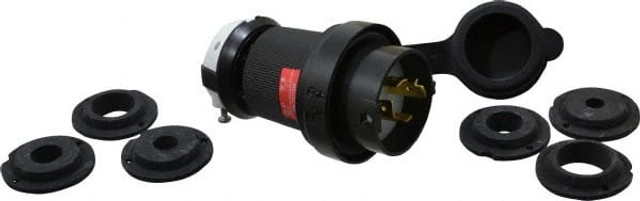 Hubbell Wiring Device-Kellems HBL2431SW Locking Inlet: Plug, Industrial, L16-20P, 480V, Black & White