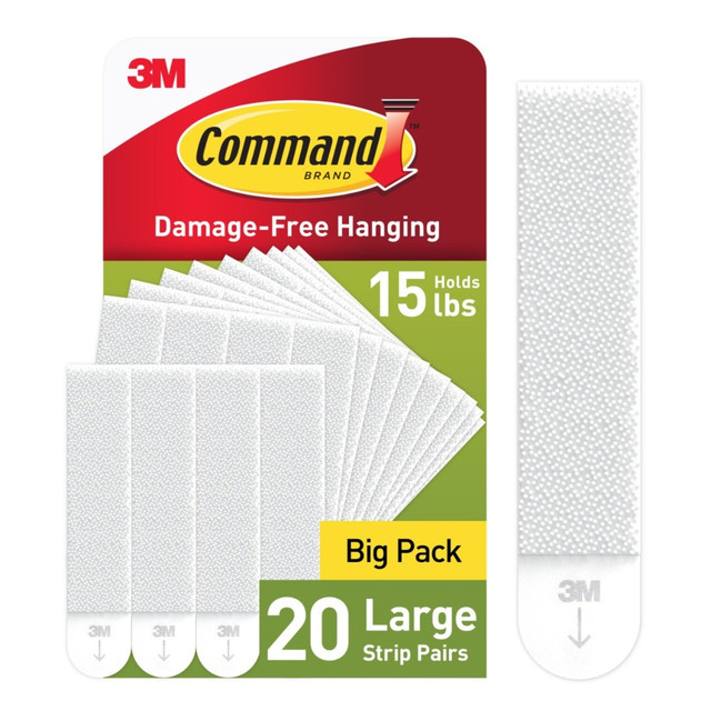 3M CO 17206-20NA Command Large Picture Hanging Strips, 20 White Adhesive Strip Pairs (40 Strips), Damage Free Hanging Picture Hangers, No Tools Wall Hanging Strips For Living Spaces 3M CO 17206-20NA Command Large Picture Hanging Strips, 20 White Adhesive Strip Pairs (40 Strips), Damage Free Hanging Picture Hangers, No Tools Wall Hanging Strips For Living Spaces